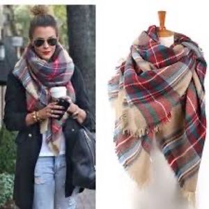 Plaid blanket scarf